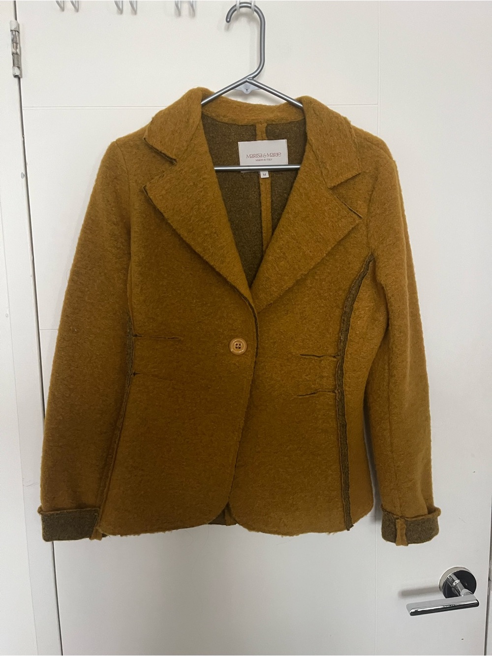 Mustard Yellow Wool-Blend Single-Button Blazer